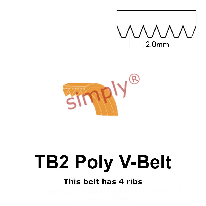 TB2-575 Megadyne Megarib Polyurethane Poly V-Belt 575mm/22.6 inch Length - 4 Ribs - Allow 2-3 Days