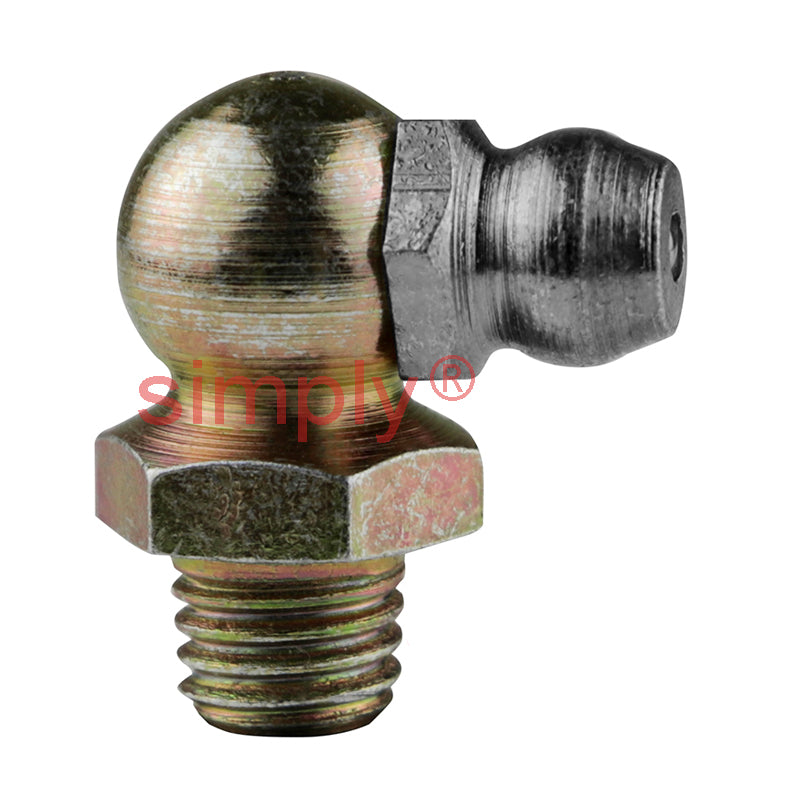 M10x1.5 Metric Tapered Hardened Mild Steel Zinc Plated 90 deg Hydraulic Grease Nipples - Pack of 500