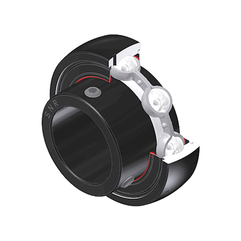 SNR US201G2T20 Metric Flatback Spherical Outer High Temp Bearing Insert 12mm Bore 40mm Outside Diameter with Grub Screws - Allow 2-3 Days