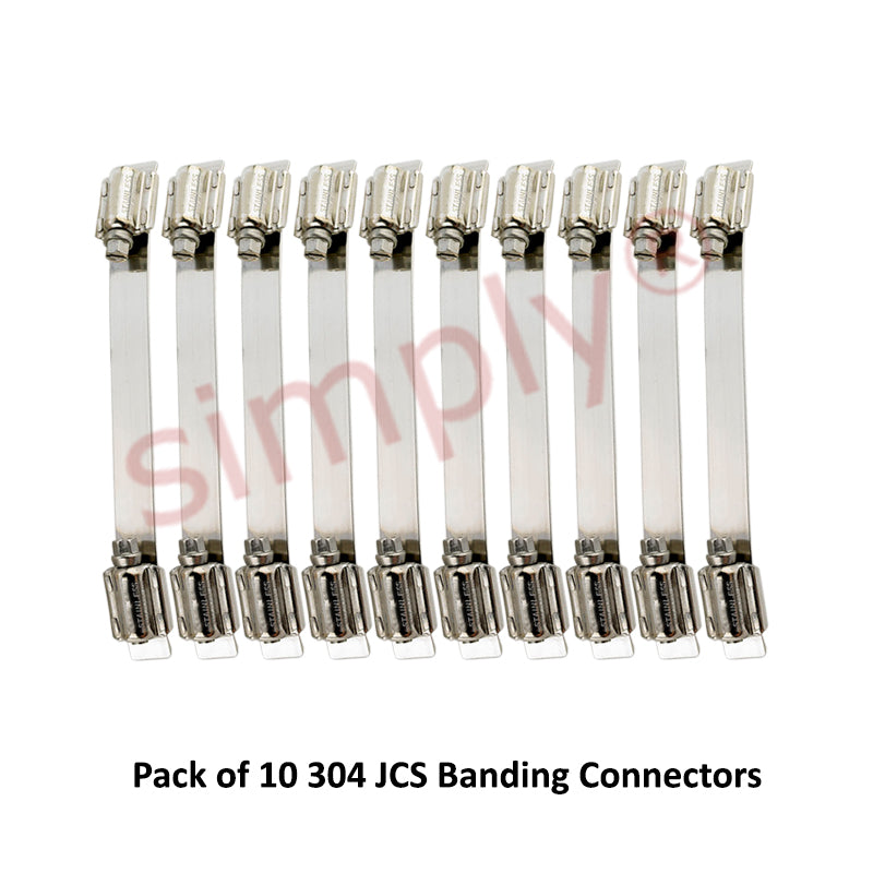Pack of 10 - JCS NCS150 304 Stainless Steel Banding 150mm Connectors for use with 12mm Banding 