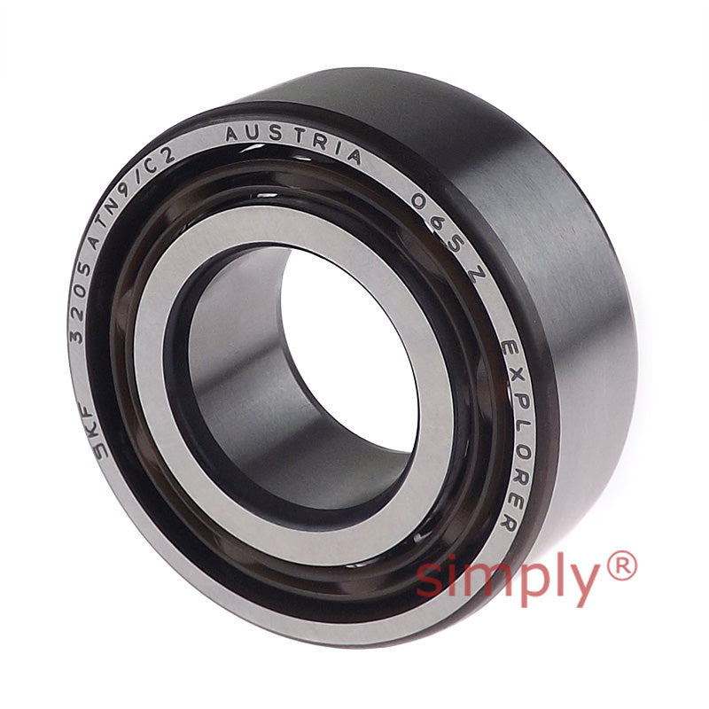 SKF 3205ATN9C2 Double Row Angular Contact Ball Bearing with Polyamide Cage 25x52x20.6mm