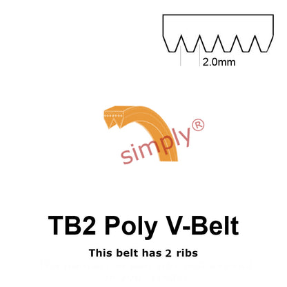 TB2-310 Megadyne Megarib Polyurethane Poly V-Belt 310mm/12.2 inch Length - 2 Ribs