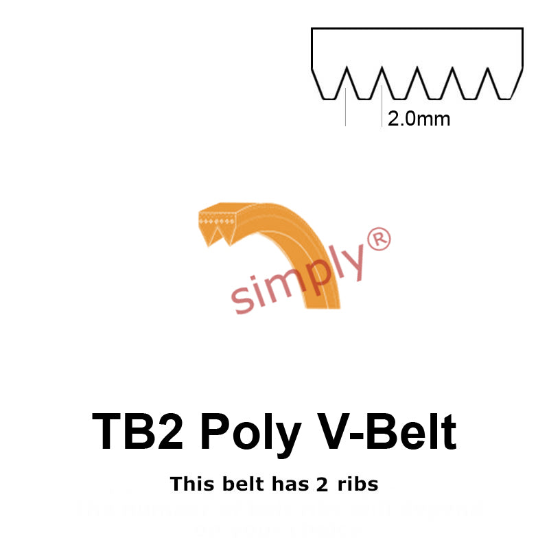 TB2-310 Megadyne Megarib Polyurethane Poly V-Belt 310mm/12.2 inch Length - 2 Ribs