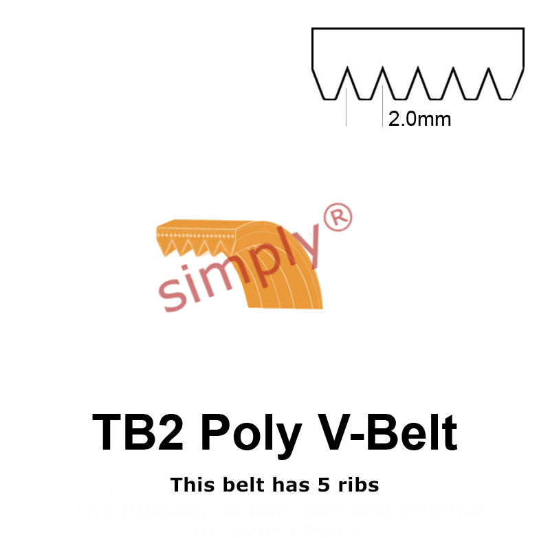 TB2-770 Megadyne Megarib Polyurethane Poly V-Belt 770mm/30.3 inch Length - 5 Ribs - Allow 2-3 Days