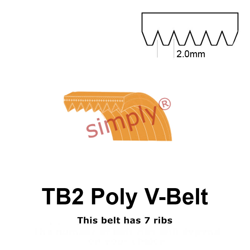 TB2-310 Megadyne Megarib Polyurethane Poly V-Belt 310mm/12.2 inch Length - 7 Ribs - Allow 2-3 Days