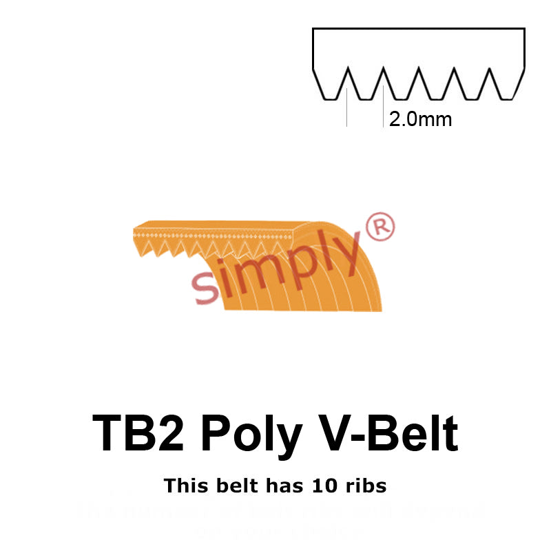 TB2-510 Megadyne Megarib Polyurethane Poly V-Belt 510mm/20.1 inch Length - 10 Ribs - Allow 2-3 Days