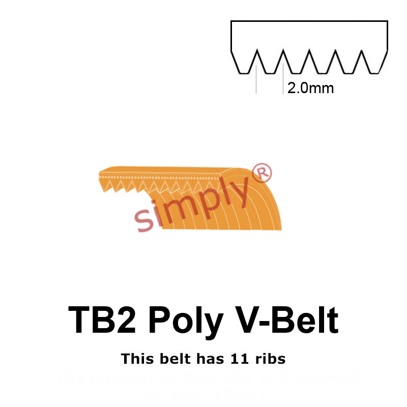 TB2-480 Megadyne Megarib Polyurethane Poly V-Belt 480mm/18.9 inch Length - 11 Ribs - Allow 2-3 Days