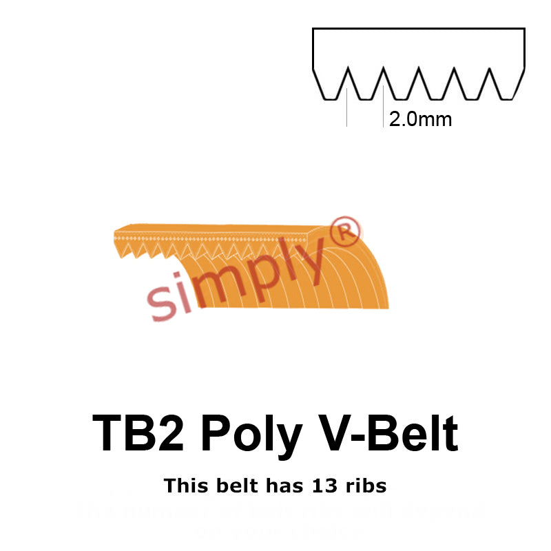 TB2-430 Megadyne Megarib Polyurethane Poly V-Belt 430mm/16.9 inch Length - 13 Ribs - Allow 2-3 Days