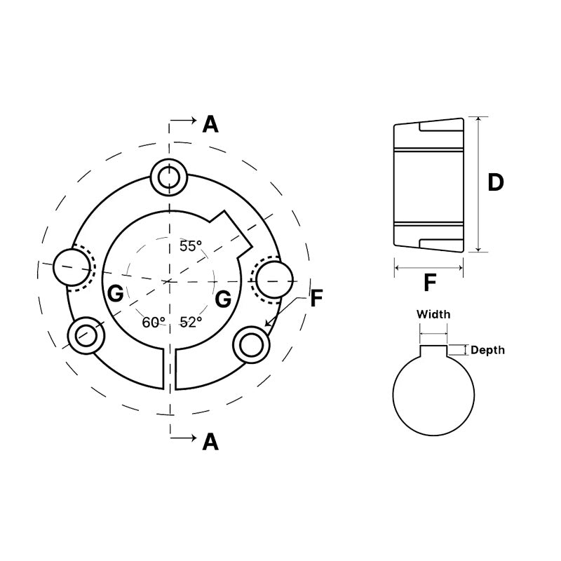 5050-75 Tapered Locking Bush with 75mm Bore