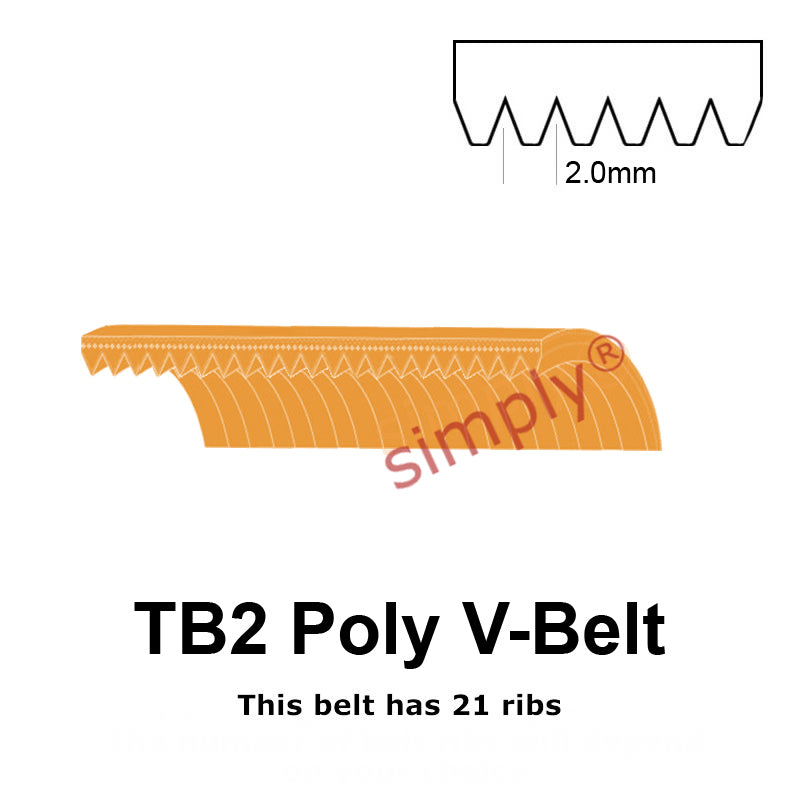 TB2-327 Megadyne Megarib Polyurethane Poly V-Belt 327mm/12.9 inch Length - 21 Ribs - Allow 2-3 Days