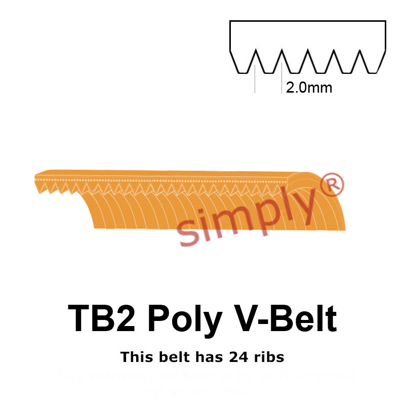 TB2-310 Megadyne Megarib Polyurethane Poly V-Belt 310mm/12.2 inch Length - 24 Ribs