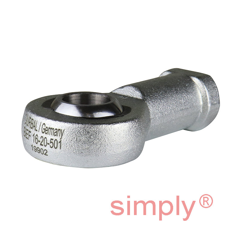 Durbal BEF16-20-501 Maintenance Free Right Hand Metric Steel / PTFE Lined Female Rod End M16 Thread