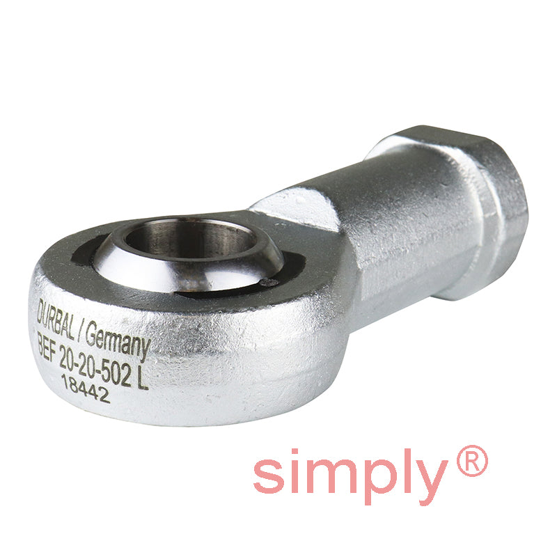 Durbal BEF20-20-502 Maintenance Free Left Hand Metric Steel / PTFE Lined Female Rod End M20x1.5 Thread