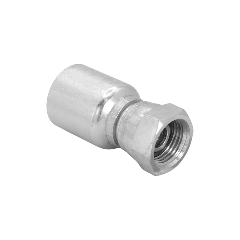 FLEXEQUIP 1/2 inch BSP Female One Piece Hose Fitting with 60 Degree Cone and 27mm Crimp Nut - Allow 2-3 Days