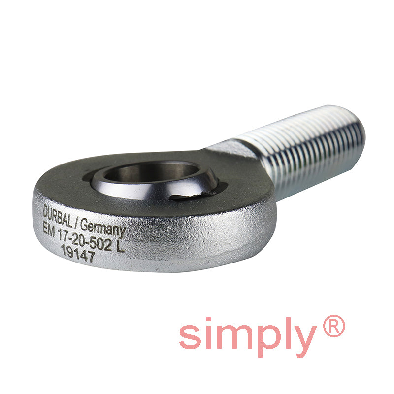 Durbal EM17-20-502 Maintenance Free Left Hand Metric Steel / PTFE Lined Male Rod End M16 Thread