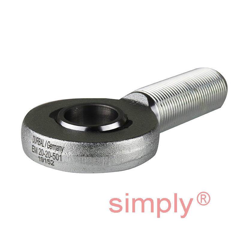 Durbal EM20-20-501 Maintenance Free Right Hand Metric Steel / PTFE Lined Male Rod End M20x1.5 Thread