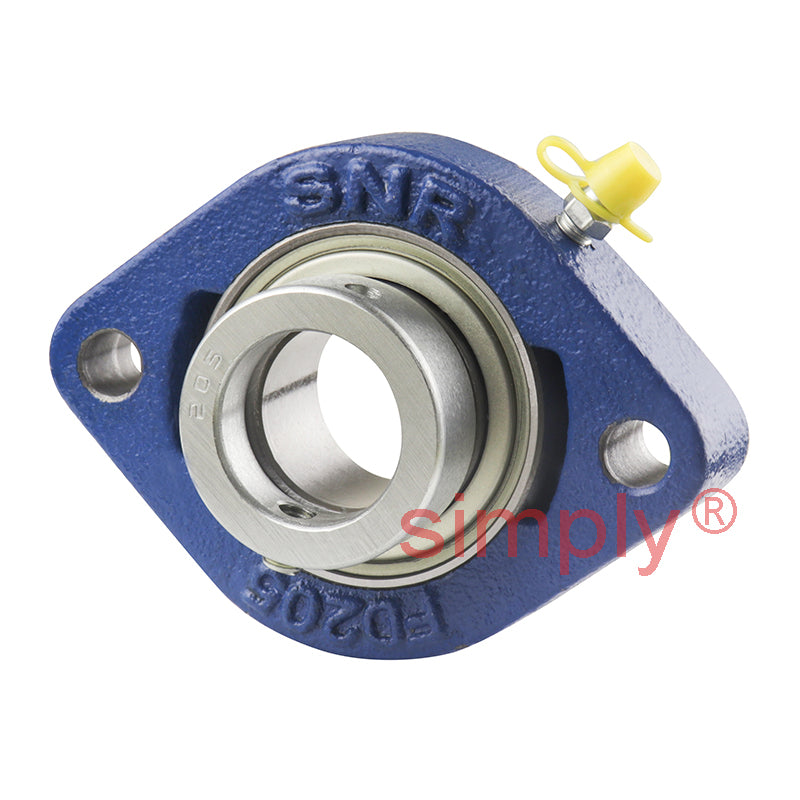 SNR ESFD205 Metric Two Bolt Cast Iron Oval Housing with 25mm Bore Eccentric Collar Insert