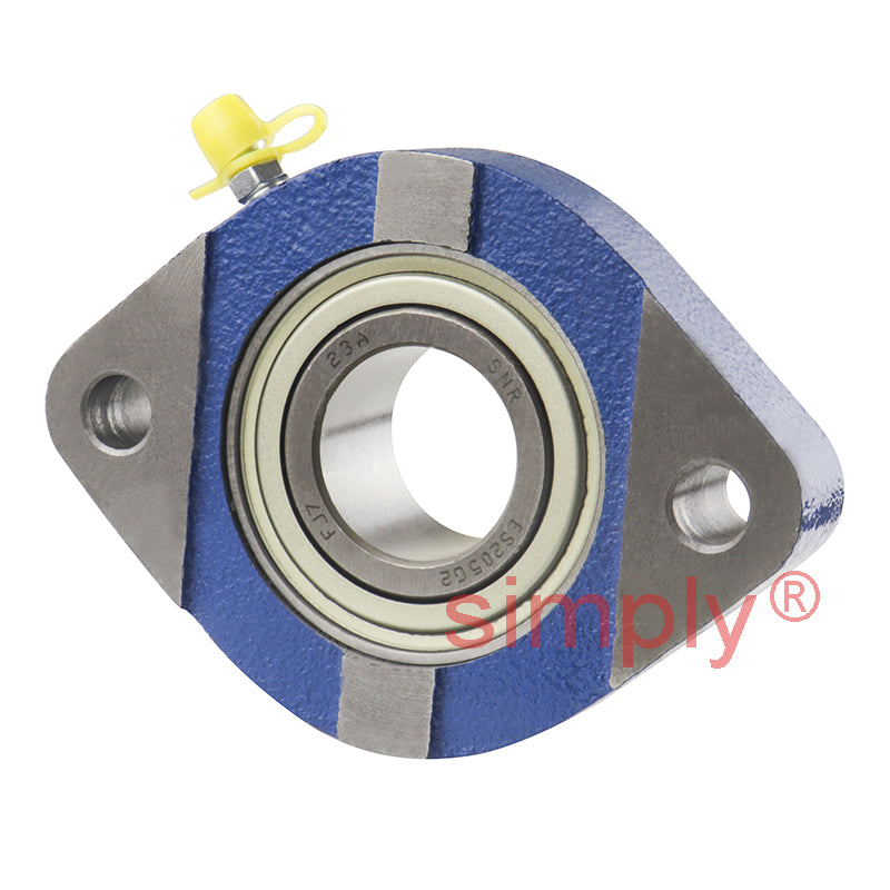 SNR ESFD205 Metric Two Bolt Cast Iron Oval Housing with 25mm Bore Eccentric Collar Insert