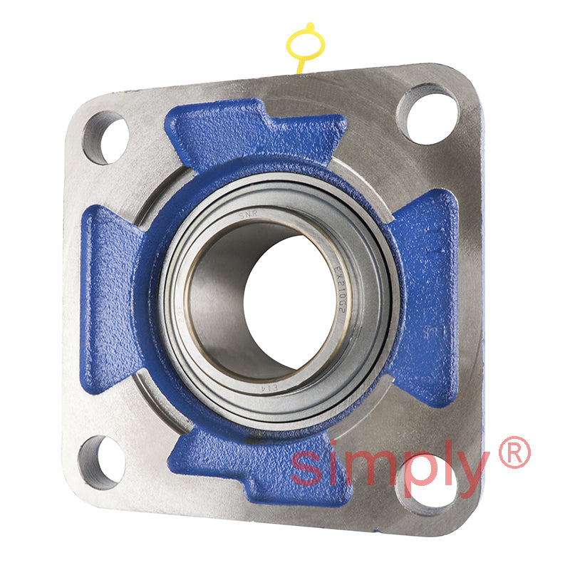 SNR EXFE210 Metric Four Bolt Square Cast Iron Flange Housing with 50mm Bore Eccentric Collar Insert