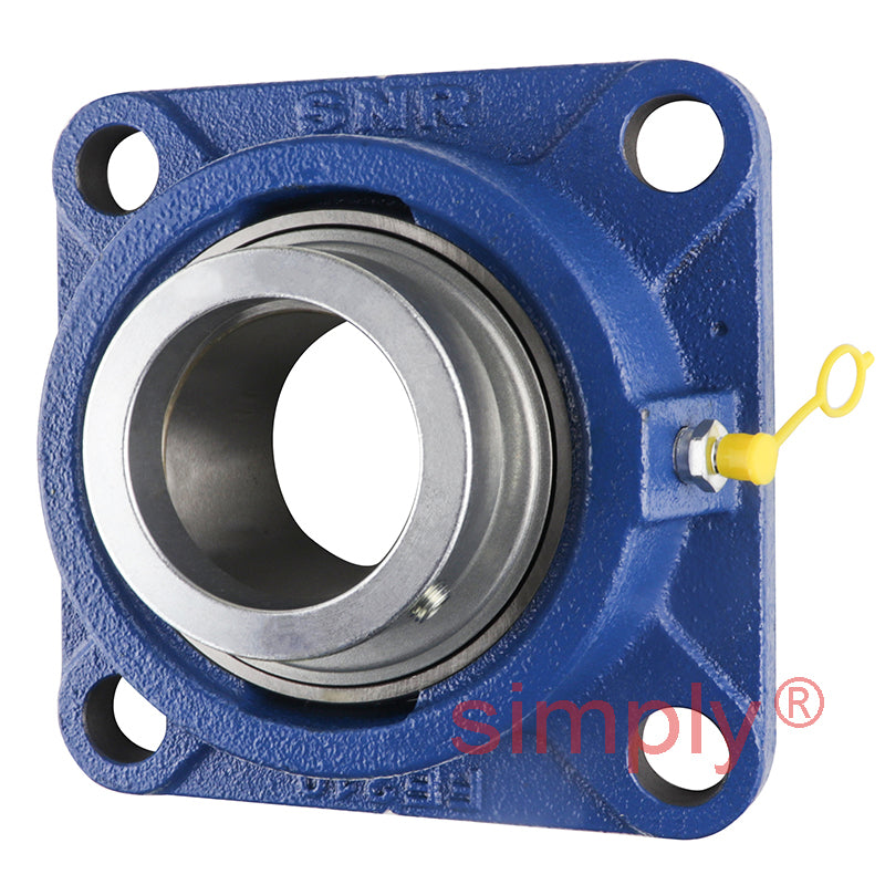 SNR EXFE209 Metric Four Bolt Square Cast Iron Flange Housing with 45mm Bore Eccentric Collar Insert - Allow 2-3 Days