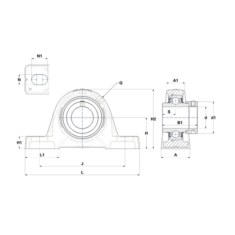 SNR EXPE205 Metric Cast Iron Two Bolt Pillow / Plummer Block Housing with 25mm Eccentric Collar Insert - Allow 2-3 Days