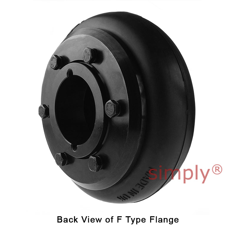 Major Branded F90F/F90B Inner Facing Taper Bore/Pilot Bored Tyre Drive Coupling Assembly with Fire Resistant Antistatic (F.R.A.S) Tyre