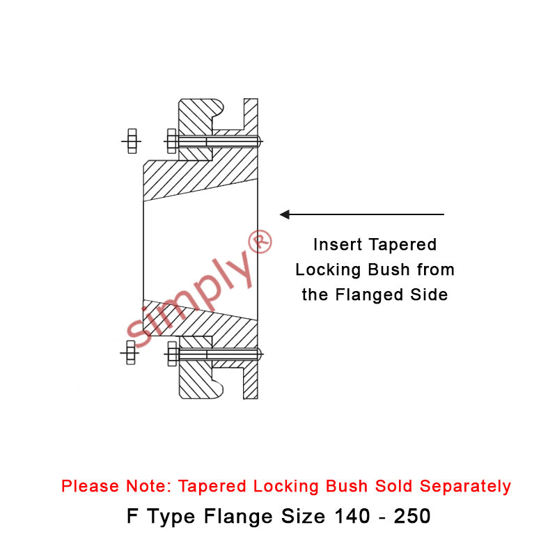 Major Branded F180F-MB Drive Coupling Inner Tapered Locking Bush Type Max Bush Bore 125mm / 5 inch