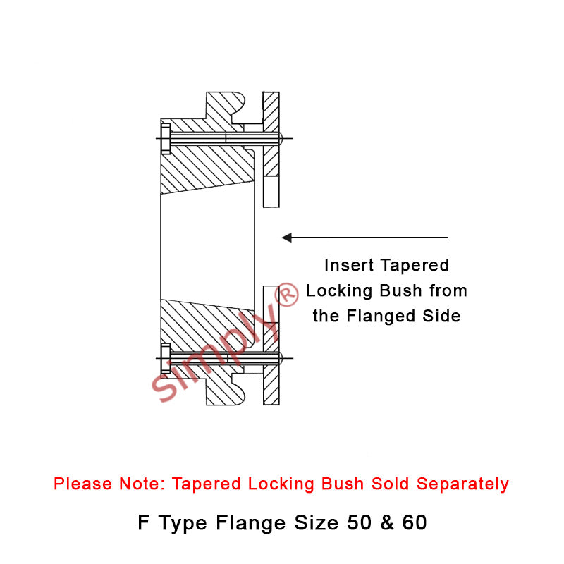 Major Branded F60F-MB Drive Coupling Inner Tapered Locking Bush Type Max Bush Bore 42mm / 1-5/8 inch