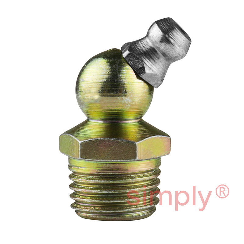 1/4x18 PTF Hardened Mild Steel Zinc Plated 45 deg Hydraulic Grease Nipples - Pack of 500
