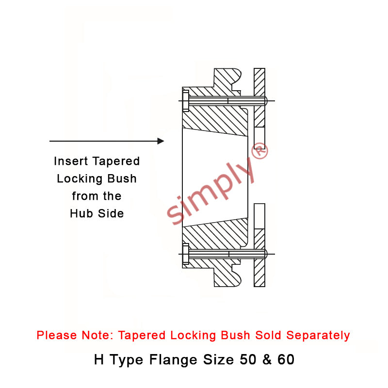 Major Branded F50H-MB Drive Coupling Outer Tapered Locking Bush Type Max Bush Bore 32mm / 1-1/4 inch