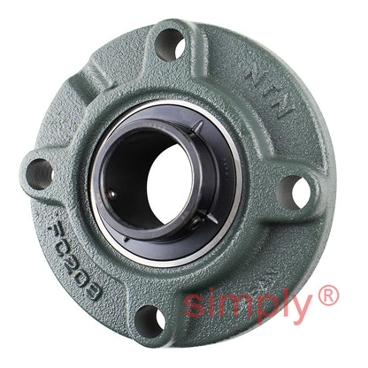 NTN M-UCFC209D1 Metric Four Bolt Cast Iron Round Flanged Housing with 45mm Insert