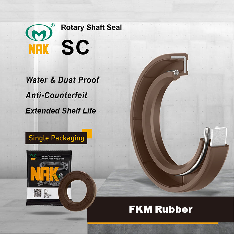 NAK 10x19x6.5mm FKM Rubber Double Lip Rotary Shaft Oil Seal with Stainless Spring TC