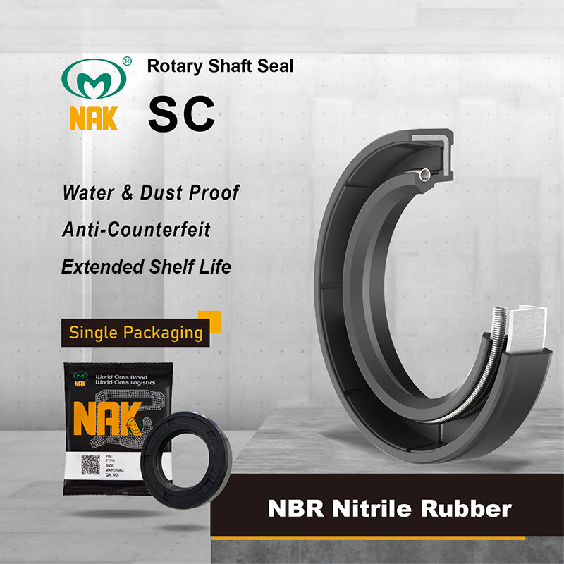 NAK 1.375x2.125x0.313 inch Nitrile Rubber Single Lip Rotary Shaft Oil Seal with Garter Spring SC