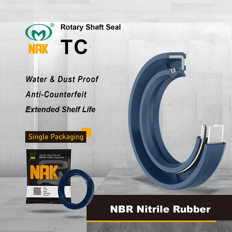 NAK 0.75x1.25x0.25 inch Blue Nitrile Rubber Double Lip Rotary Shaft Oil Seal with Garter Spring TC