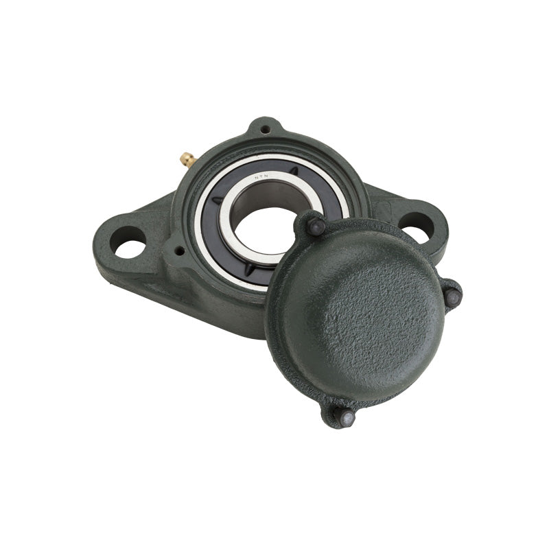 NTN CM-UKFL309AD1/HA2309 Imperial Two Bolt Cast Iron Oval Housing with Cast Iron Cover - Closed Version - Insert and Adaptor Sleeve Fits 1-7/16 inch Shaft - Allow 2-3 Days