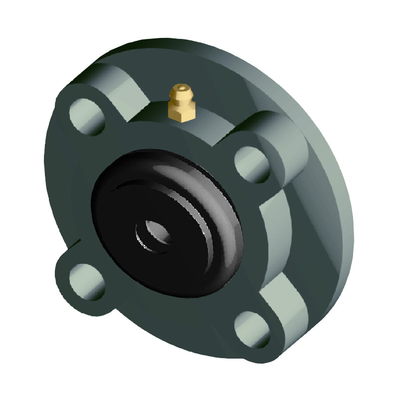 NTN M-S-UCFC209D1 Metric Four Bolt Cast Iron Round Flanged Housing with 45mm Insert with Steel Plate Cover - Open Version - Allow 2-3 Days