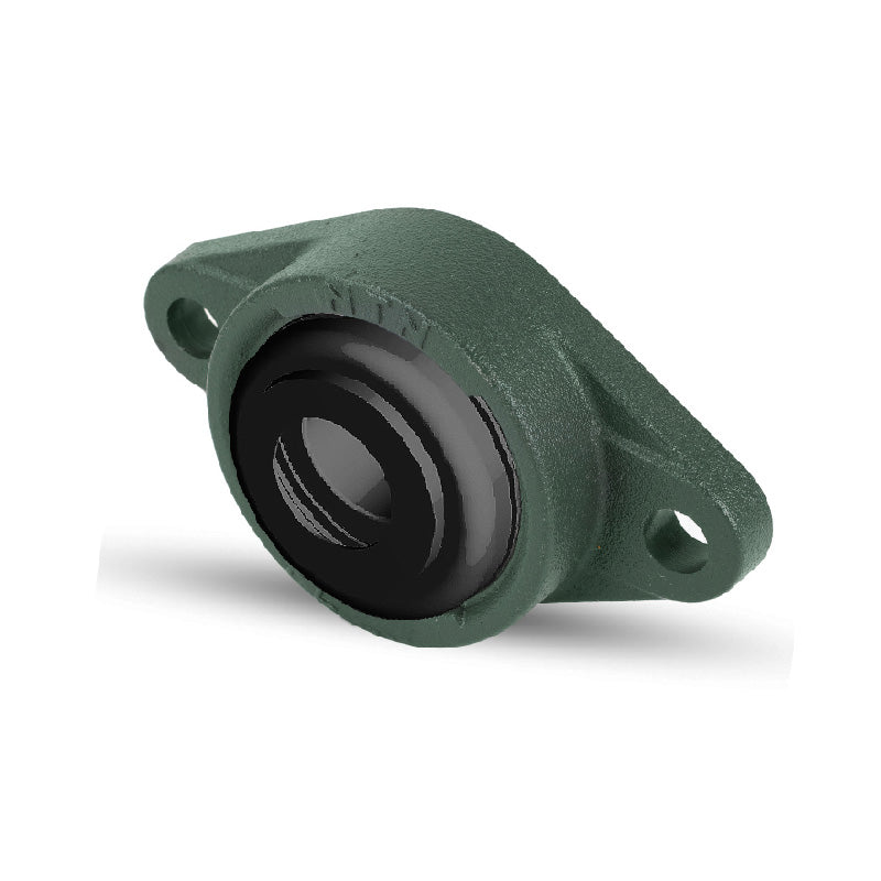 NTN S-UCFL207-105D1 Imperial Two Bolt Oval Cast Iron Flange Housing with 1-5/16 inch Bore Insert with Steel Plate Cover - Open Version - Allow 2-3 Days
