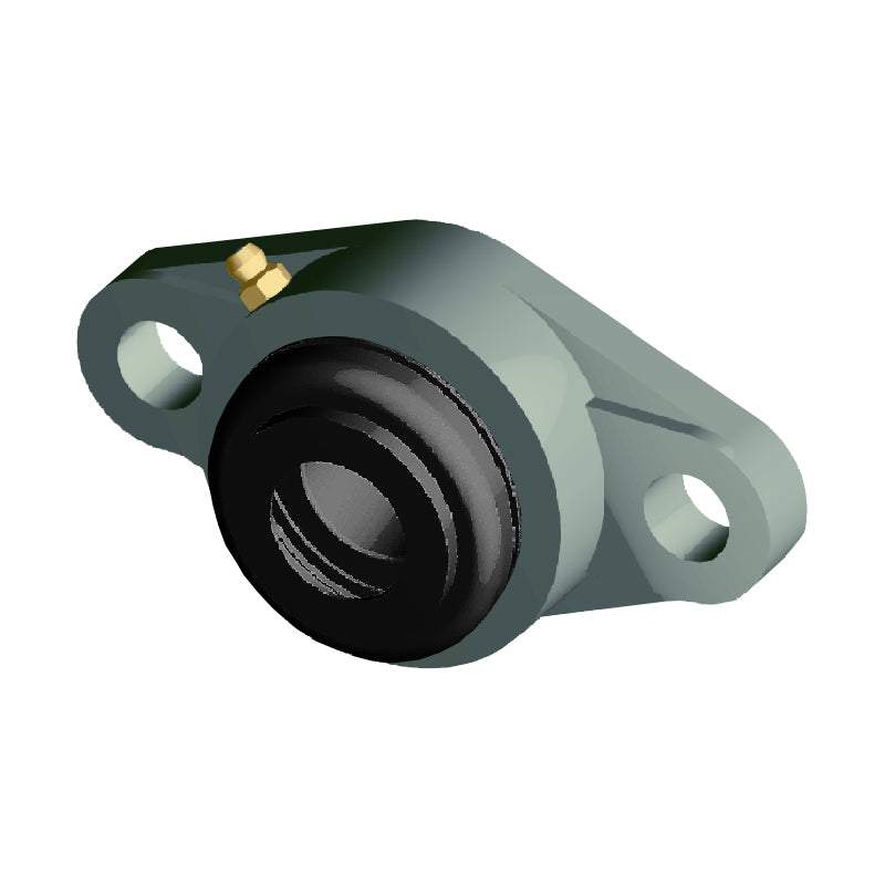 NTN S-UCFLX08-108D1 Imperial Two Bolt Oval Cast Iron Flange Housing with 1-1/2 inch Bore Insert with Steel Plate Cover - Open Version - Allow 2-3 Days
