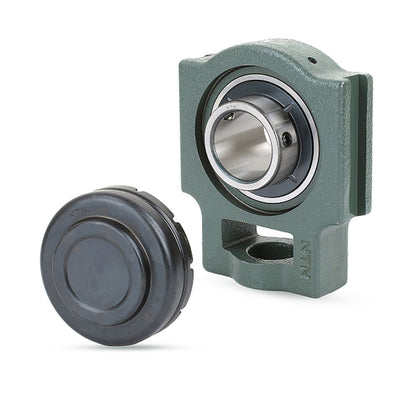 NTN M-SM-UCT202D1 Metric Cast Iron Take Up Unit with 15mm Bore Bearing Unit with Steel Plate Cover - Closed Version - Allow 2-3 Days