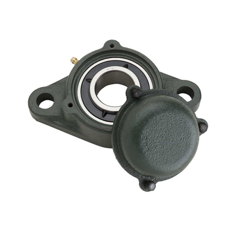 NTN SM-UKFL209D1/HE2309X Imperial Two Bolt Cast Iron Oval Housing with Steel Plate Cover - Closed Version - Insert and Adaptor Sleeve Fits 1-1/2 inch Shaft - Allow 2-3 Days