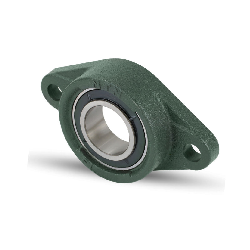 NTN UKFL317D1/HE2317X Imperial Two Bolt Cast Iron Oval Housing Insert and Adaptor Sleeve Fits 3 inch Shaft - Allow 2-3 Days