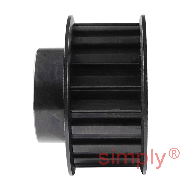P32-L-100F - 3/8 inch Pitch 32 Tooth Flanged Pilot Bored Steel Timing Pulley for 1 inch Wide Belts