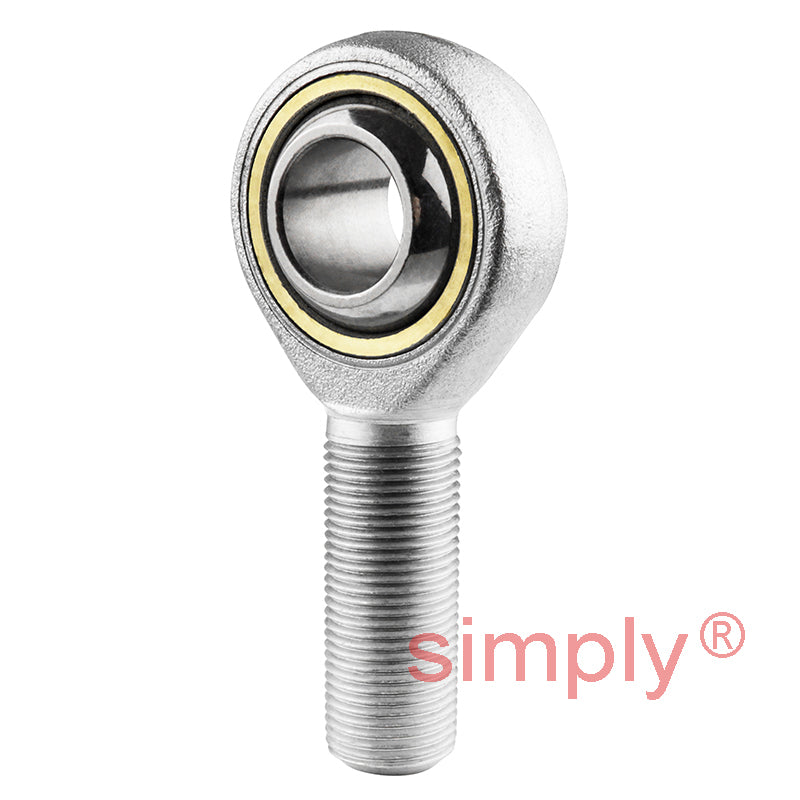 Budget POS8LEC Maintenance Free Left Hand Steel / PTFE Lined Plain Male Rod End 8mm Bore M8x1.25 Thread