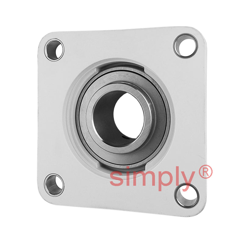RHP PSF1-1/4CR Thermo Plastic Four Bolt Square Flange Housing with 1-1/4 inch Bore Stainless Insert