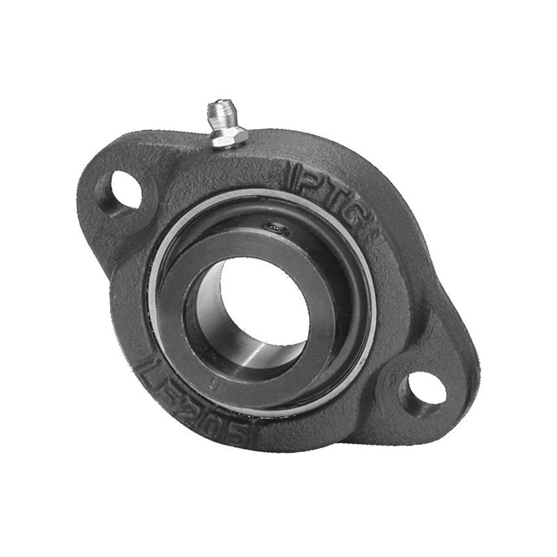 SBLF207 Metric Two Bolt Cast Iron Oval Housing with 35mm Bore Grub Screw Insert