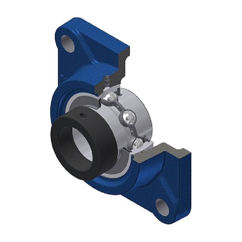 SNR EXF207 Metric Four Bolt Square Cast Iron Flange Housing with 35mm Bore Eccentric Collar Insert - Allow 2-3 Days