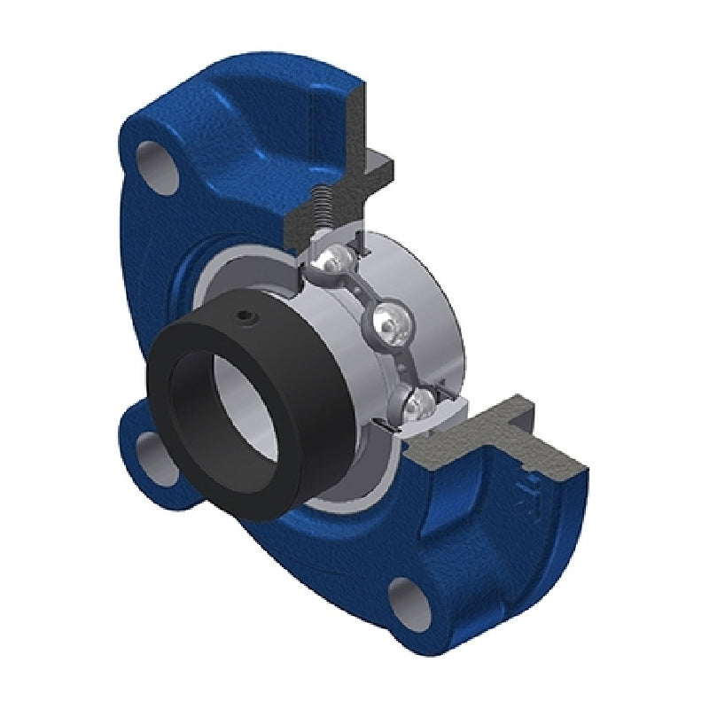 SNR EXFC210 Metric Four Bolt Cast Iron Round Flanged Housing with 50mm Eccentric Collar Insert - Allow 2-3 Days
