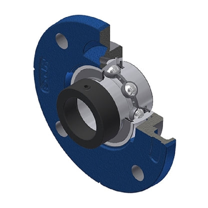 SNR EXFCE216 Metric Four Bolt Cast Iron Round Flanged Housing with 80mm Eccentric Collar Insert - Allow 2-3 Days