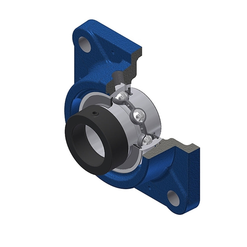 SNR EXFE208N Metric Four Bolt Square Cast Iron Flange Housing with 40mm Bore Eccentric Collar Insert - Allow 2-3 Days