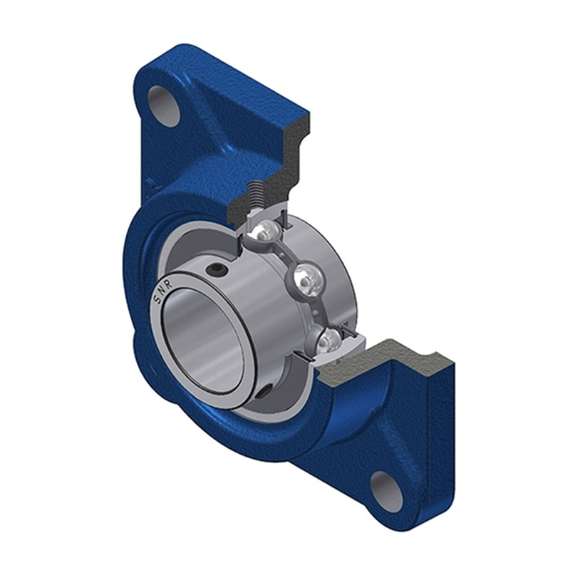 SNR UCF315 Metric Four Bolt Square Cast Iron Flange Housing with 75mm Bore Insert - Allow 2-3 Days